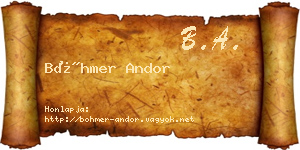 Böhmer Andor névjegykártya