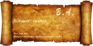 Böhmer Andor névjegykártya