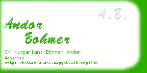 andor bohmer business card